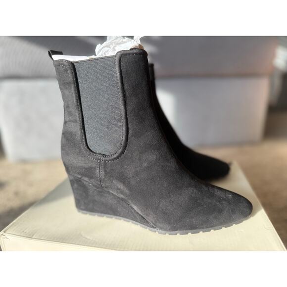 Anne Klein Shoes - New‎ Anne Klein Akviki Black Suede Wedge Boot 6.5